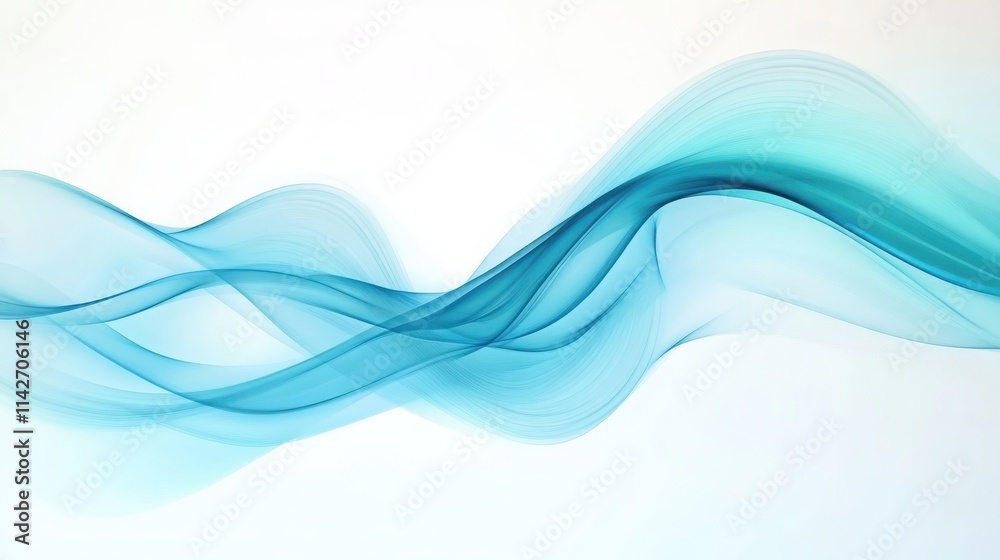 Abstract Blue Waves Flowing Across White Background Abstract Blue Waves Flowing Across White Background