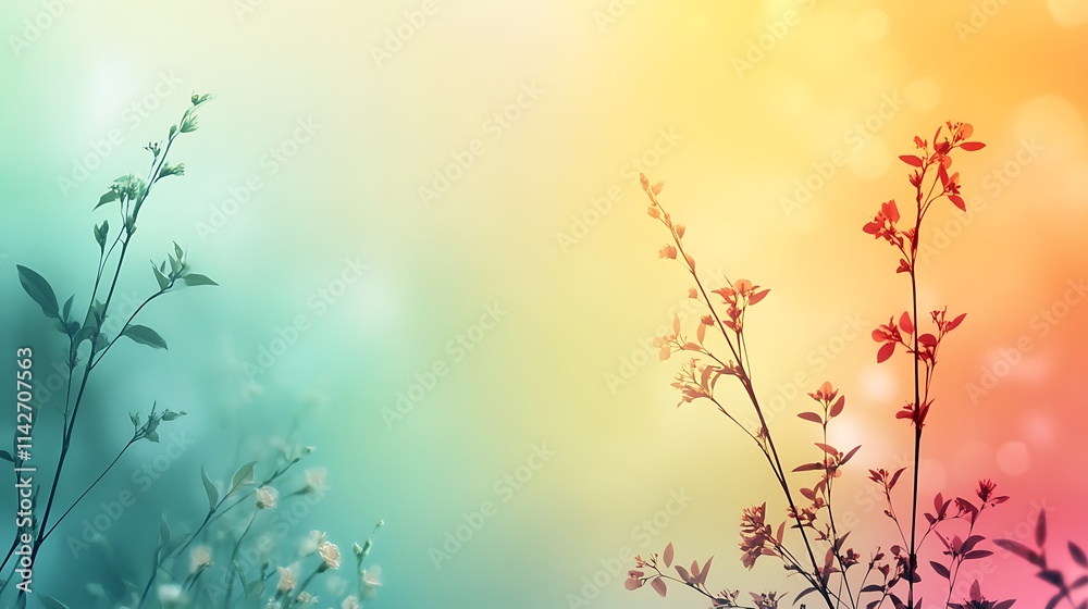 Delicate Spring Branches Against A Soft Colorful Background Delicate Spring Branches Against A Soft Colorful Background