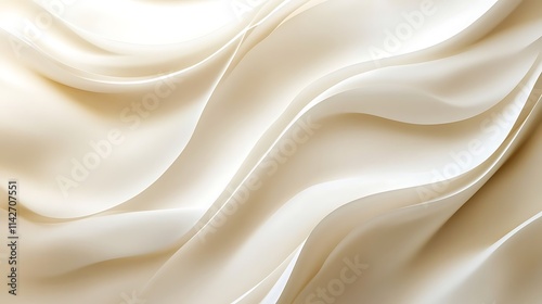 Elegant Creamy White Silk Draped Fabric Waves