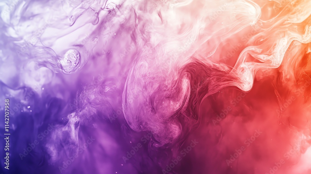 Colorful abstract smoke blending in stunning hues of purple and red.