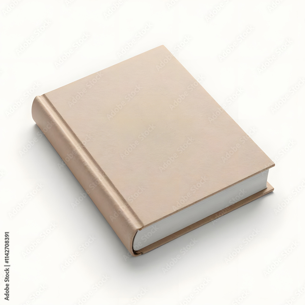 Blank book mockup with textured cover on light background and copy space Blank book mockup with textured cover on light background and copy space
