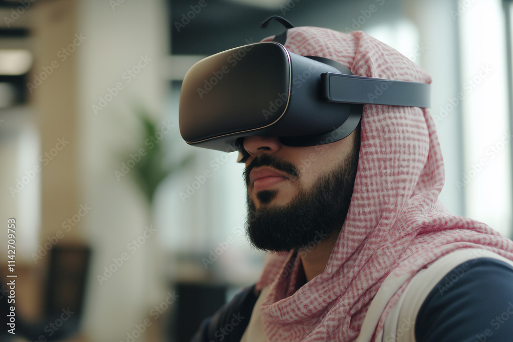 Young Arab UX designer immersed in usability testing at a modern workspace. Generative AI Young Arab UX designer immersed in usability testing at a modern workspace. Generative AI