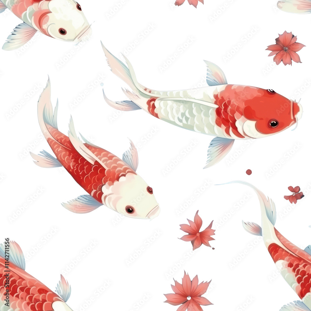 Fototapeta premium PNG Koi fish animal backgrounds pattern.