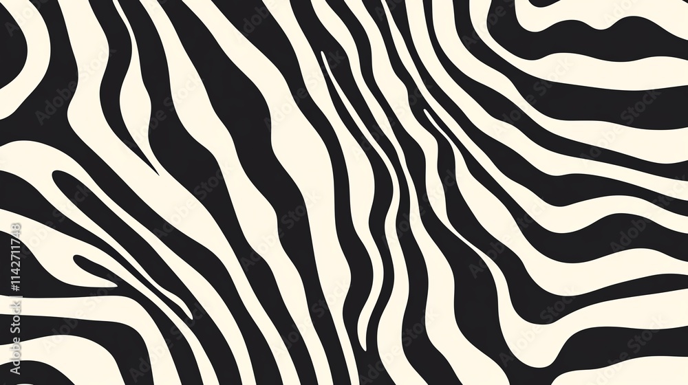 Stylish zebra pattern with black and white wavy lines. Stylish zebra pattern with black and white wavy lines.
