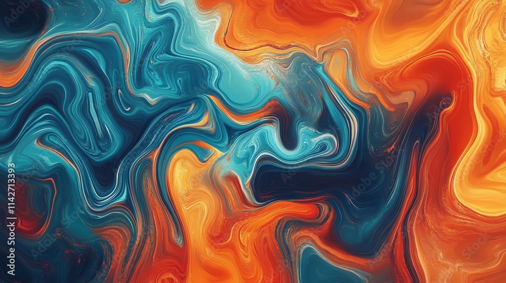 Vibrant abstract swirls of blue and orange, creating visual energy. Vibrant abstract swirls of blue and orange, creating visual energy.