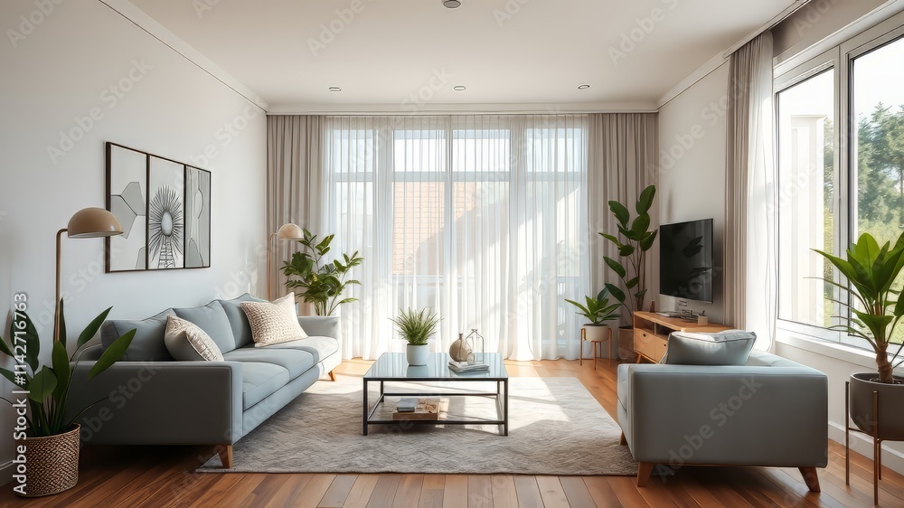 Fototapeta premium Stunning Home Interior AI Photo - Modern Living Room