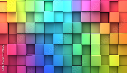 Colorful Cubes Arranged In A Gradient Pattern
