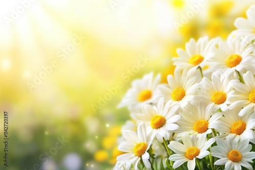 Bright and Cheerful Cluster of Yellow Daisies in Full Bloom Captured Under Gentle Sunlight Creating a Vibrant Spring Atmosphere for Nature Enthusiasts
