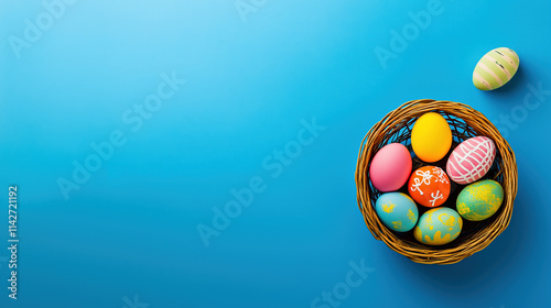 A Digital Ad For "Happy Easter" On A Social Media Platform Or A Banner For Web Design Or Print Poster Template Or Easter Promotion, With Large Copy Space.