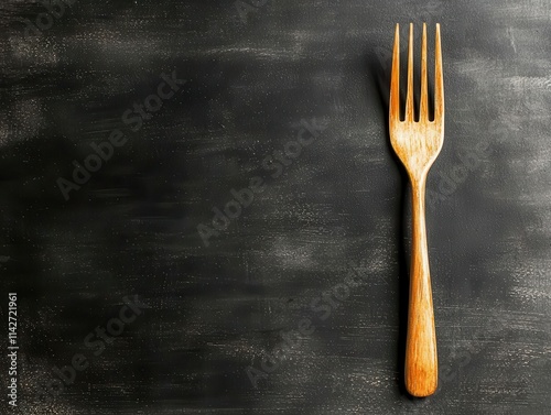 A detailed chalk drawing of a fork, bold lines emphasizing the prongs and handle, minimalist and rustic blackboard style