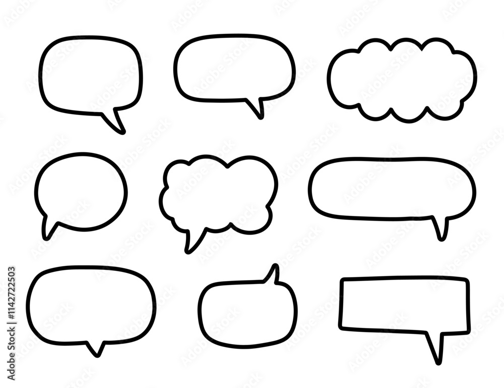 Chat Speech Bubble Message Text Cloud Shapes Set Chat Speech Bubble Message Text Cloud Shapes Set