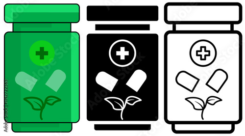 herbal medicine icon, simple flat style, illustration, logo sign symbol pictogram template, for ui or ux isolated on white for mobile app, editable