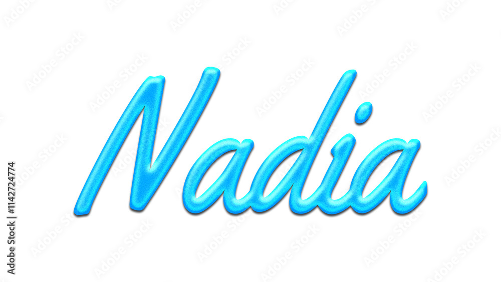 Glowing blue effect of name Nadia on white background. Glowing blue effect of name Nadia on white background.