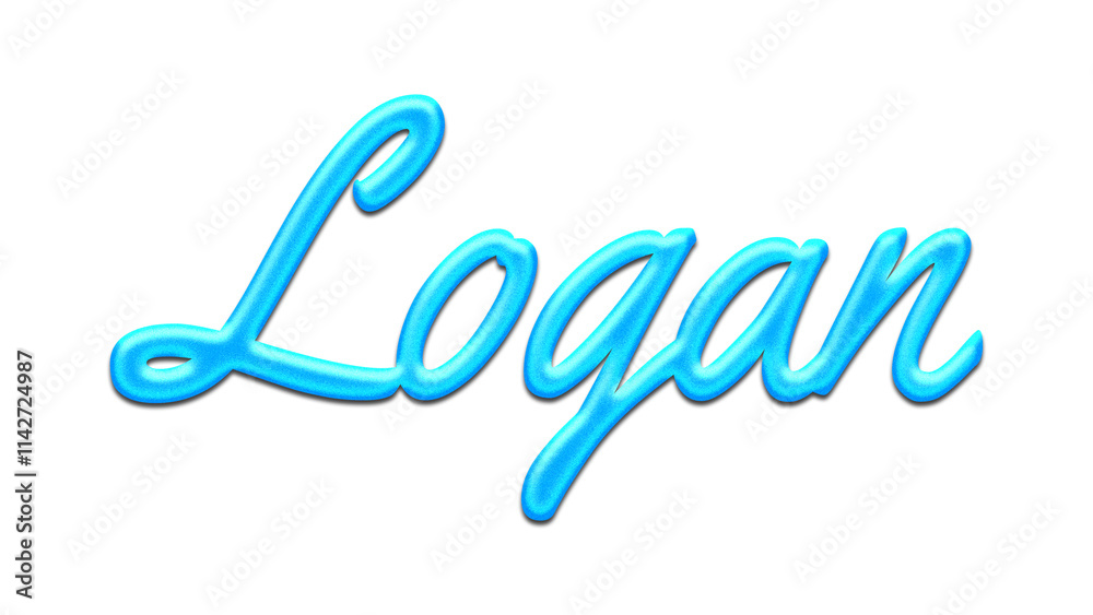 Glowing blue effect of name Logan on white background. Glowing blue effect of name Logan on white background.