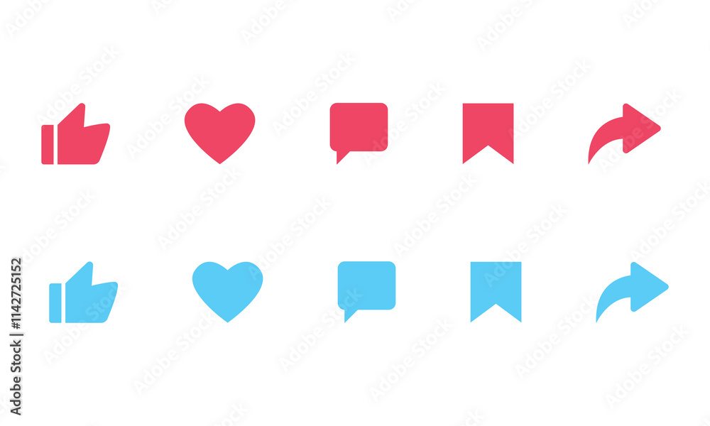 social media symbol like comment share in color social media symbol like comment share in color