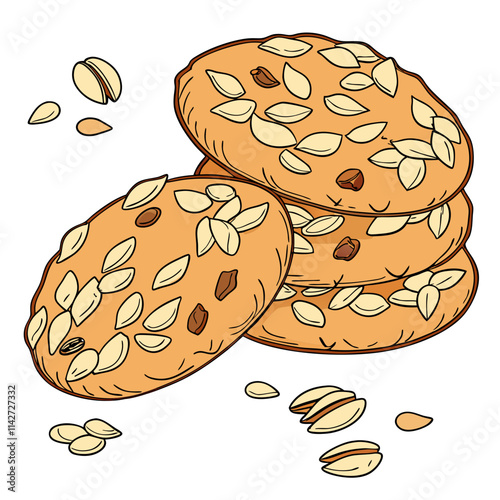 oatmeal cookies isolated white background