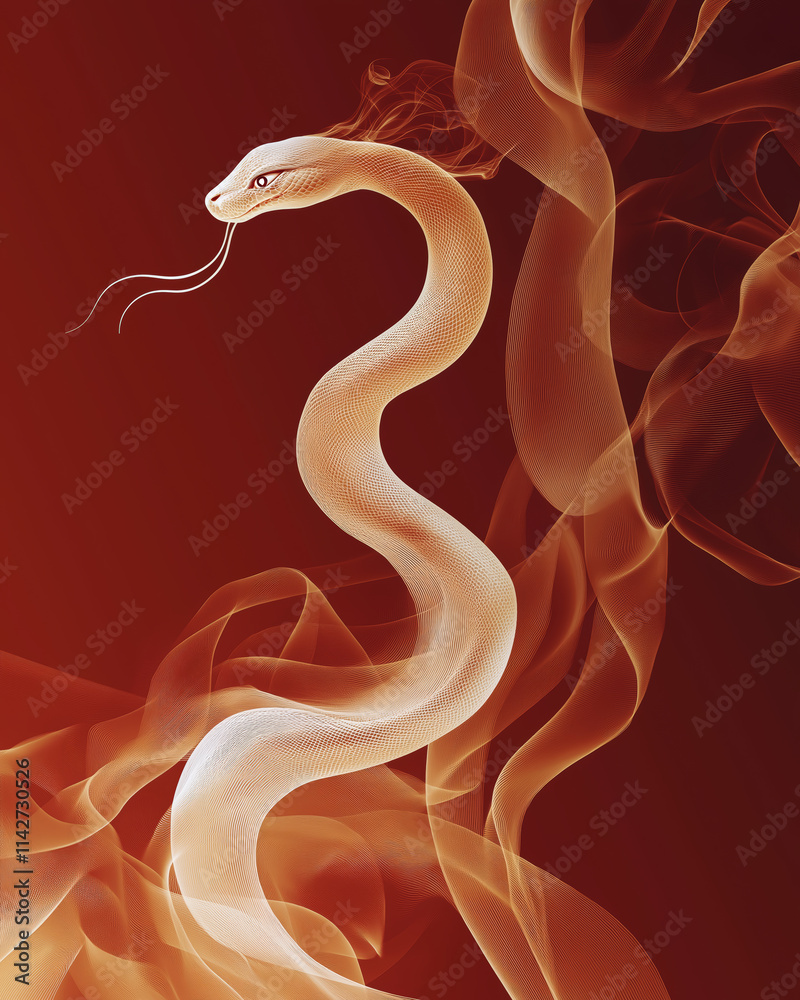 Elegant White Snake with Flowing Smoke Effects Elegant White Snake with Flowing Smoke Effects