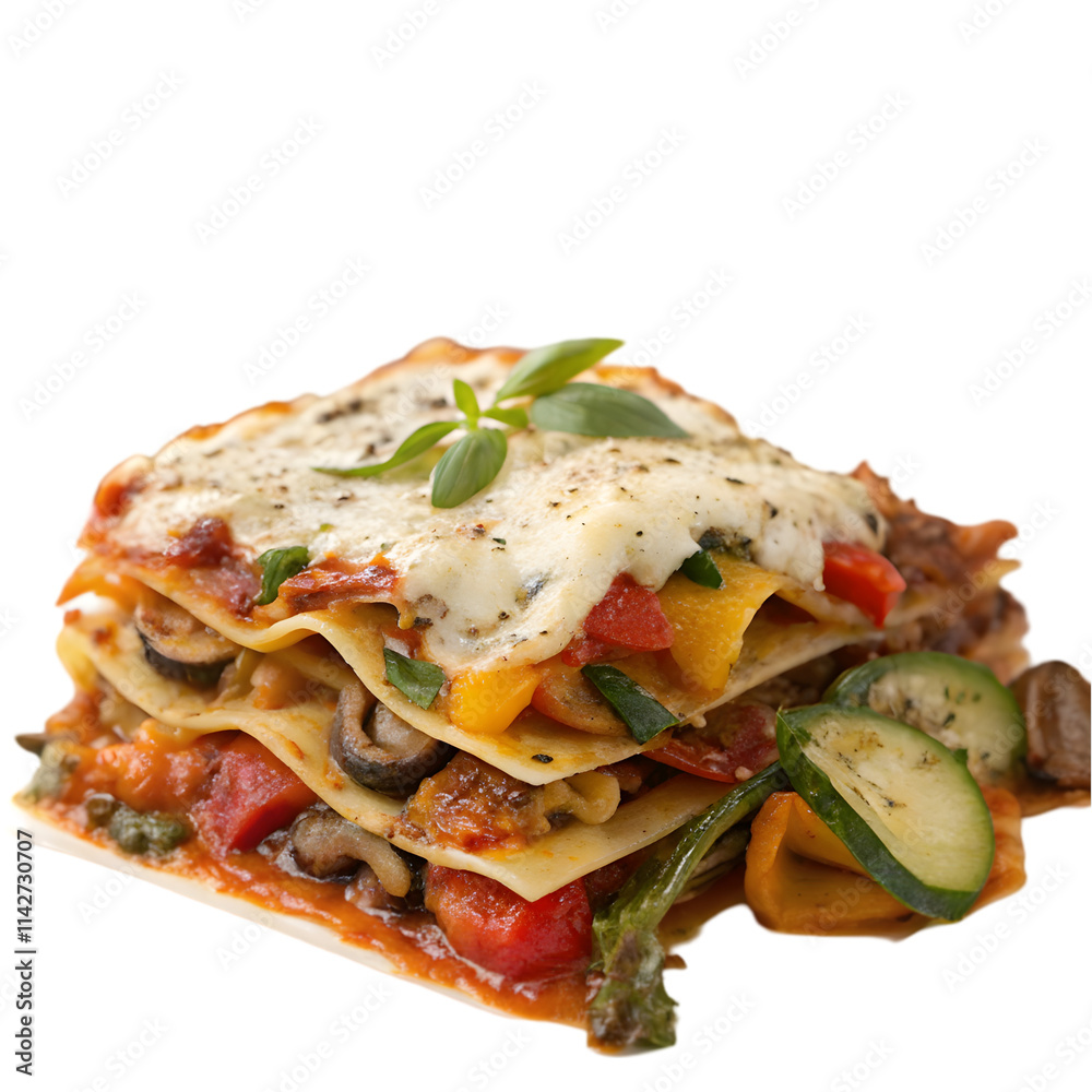 Obraz premium homemade vegetarian veggie lasagna on transparent background