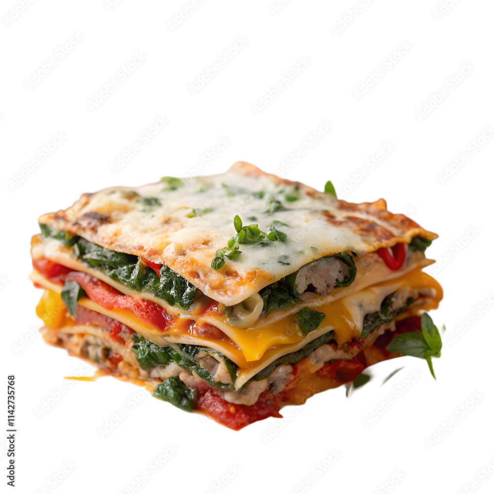 homemade vegetarian veggie lasagna on transparent background homemade vegetarian veggie lasagna on transparent background