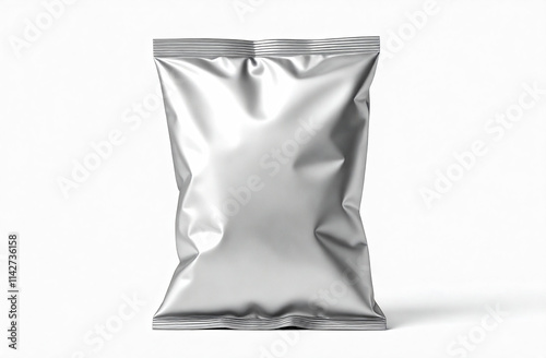 A blank chip bag with subtle crinkles, ready for custom branding, isolated on white background