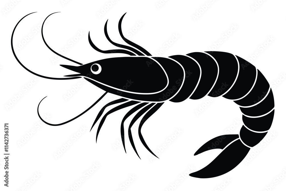 shrimp vector silhouette, shrimp icon vector, Sea lobster. EPS File shrimp vector silhouette, shrimp icon vector, Sea lobster. EPS File