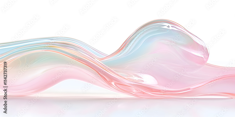 Abstract Glossy Vibrant Pink Gel Rhythmic Waves and Isolated on white background Abstract Glossy Vibrant Pink Gel Rhythmic Waves and Isolated on white background