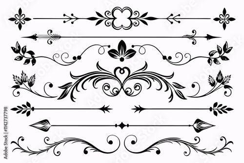 western themed design elements. Elegant Divider Ornaments Vector Illustration. Dividing line vector graphics illustration photo