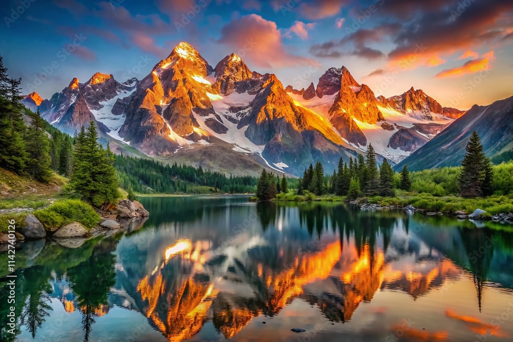 Majestic Mountain Range Landscape Photography: Breathtaking Sunrise Scenery, Epic Views, Nature Photography, Panoramic Vista
