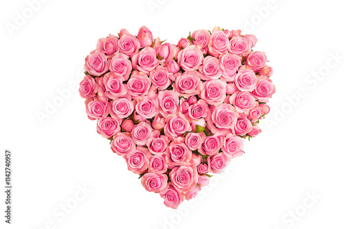 Obraz na płótnie Photo of a heart made of pink roses isolated on transparent or white background, mother's day, valentine's day or wedding flowers love wreath, png w salonie