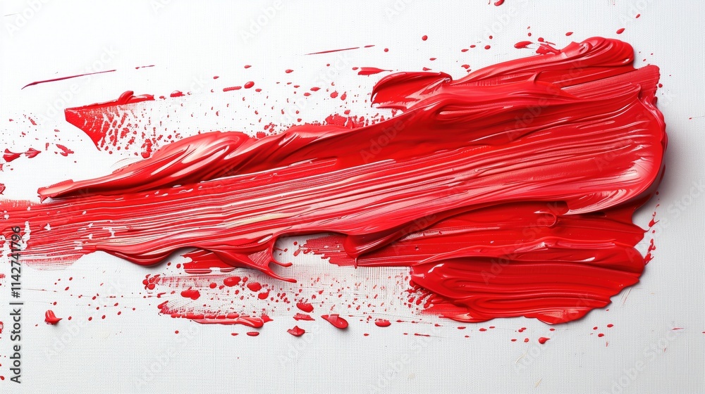 Red oil paint stroke on white paper. Abstract art with brush stroke texture Red oil paint stroke on white paper. Abstract art with brush stroke texture