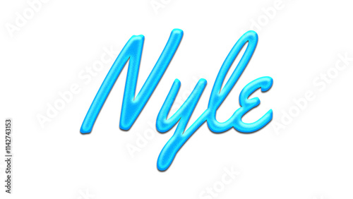 Glowing blue effect of name Nyle on white background.	