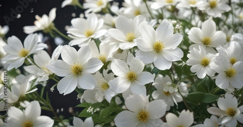 Delicate white petals of various blooming flowers, botany, peaceful, spring, floral, white