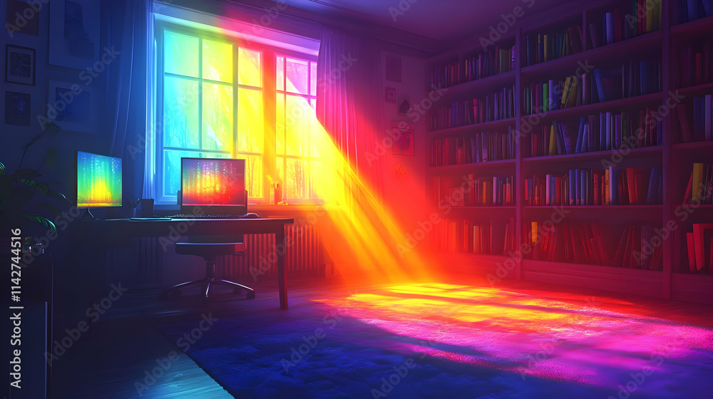 Rainbow Light Studio Workspace Illustration Rainbow Light Studio Workspace Illustration