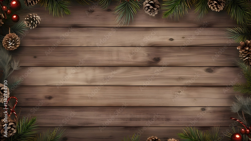 Rustic wooden background with Christmas border. Rustic wooden background with Christmas border.