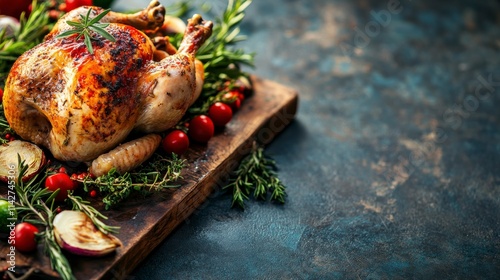 Freshly Roasted Chicken with Herbs and Vegetables