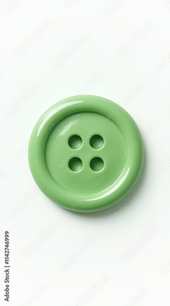 Detailed Realistic Green Sewing Button on White Background Detailed Realistic Green Sewing Button on White Background