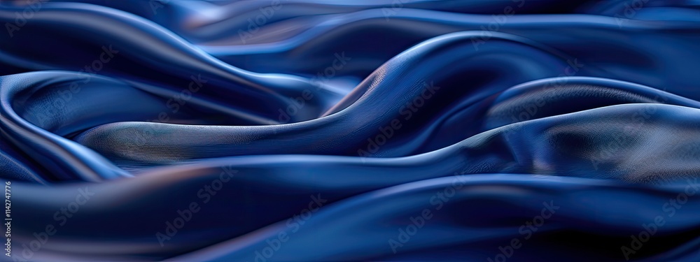 Obraz premium A close-up view of flowing blue fabric, showcasing texture and movement.