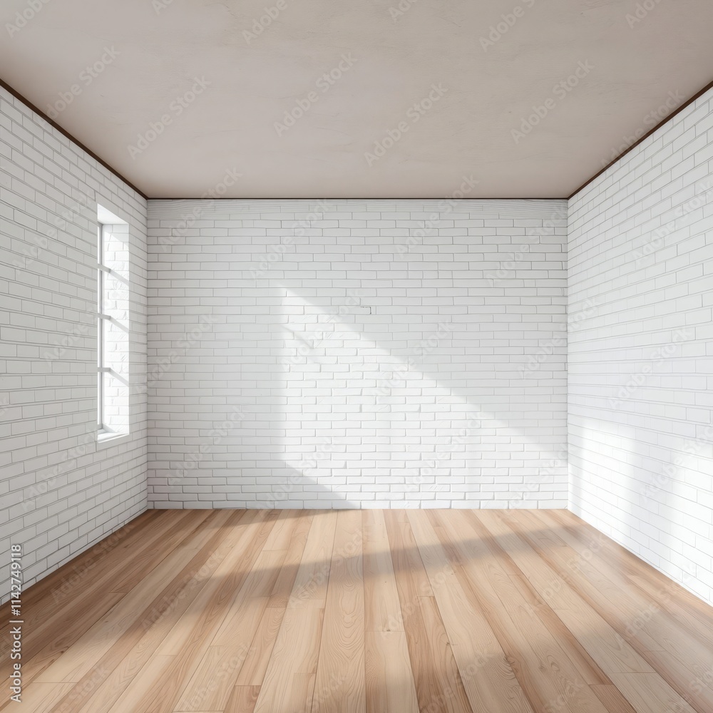 Room with white bricks wall and wood floor wood concrete design wood design concrete architecture wall floor modern Room with white bricks wall and wood floor wood concrete design wood design concrete architecture wall floor modern