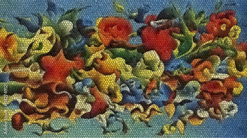 a very colorful abstract design that looks like a mosaic