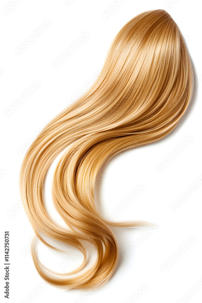 Flowing long curly strand of hair, isolated on white background Flowing long curly strand of hair, isolated on white background