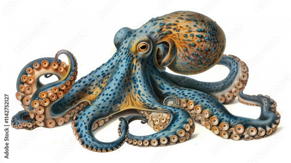 Obraz premium A colorful illustration of an octopus showcasing its unique features and textures.