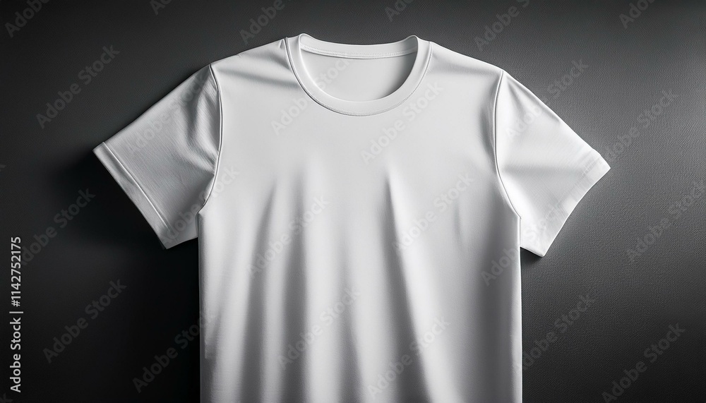 A white T-shirt smoothly spreads out from the neck down A white T-shirt smoothly spreads out from the neck down