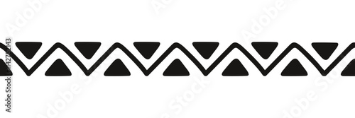 Hand drawn abstract borderline with triangles repeating print. Minimal geometric design of folk motive in doodle style.