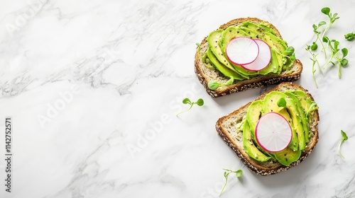 Vibrant Avocado Toast with Radish and Sprouts