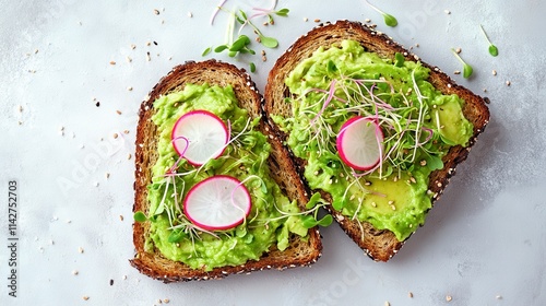 Vibrant Avocado Toast with Radish and Sprouts