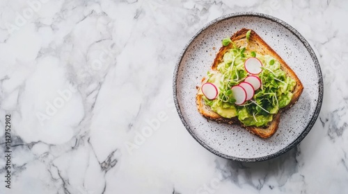 Fresh Avocado Toast with Radish and Sprouts