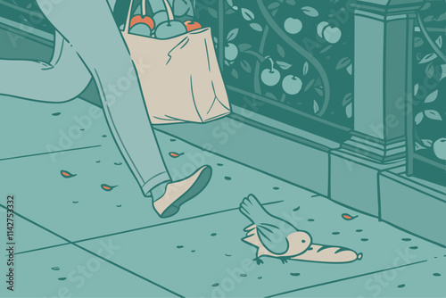 Accidental Ice Cream Drop on Sidewalk - Summer Treat Mishap