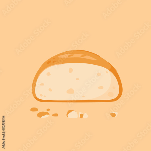 slices of plain bread rolls. Homemade round wheat bread, for posters and web icons