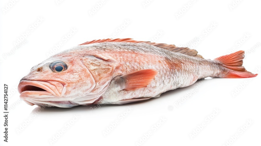 Fresh Mediterranean puro Pago parous fish isolated on white background, high-quality seafood for culinary us Fresh Mediterranean puro Pago parous fish isolated on white background, high-quality seafood for culinary us