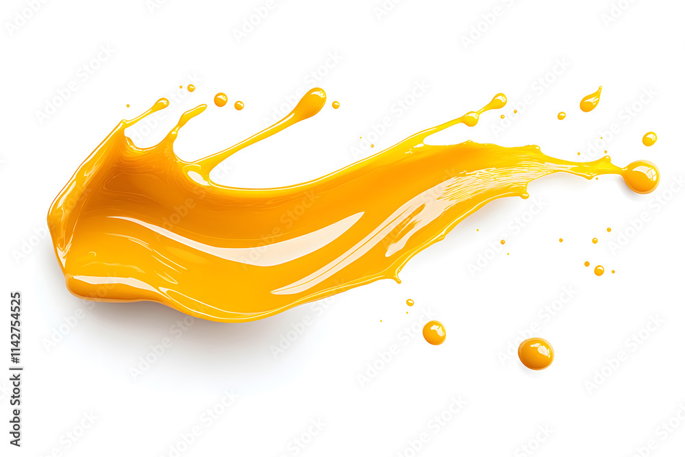 Fototapeta premium Orange mango puree splash isolated on white background